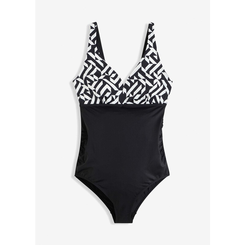 bonprix Materské jednodielne plavky s V-výstrihom, farba čierna 48958395