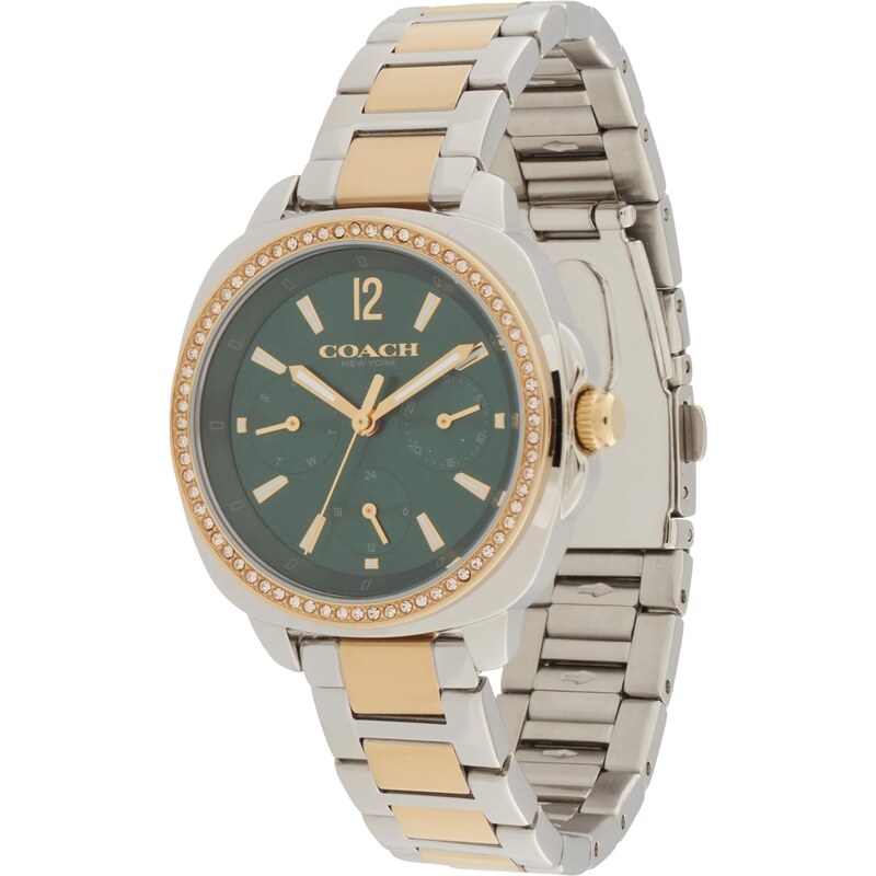 COACH Analógové hodinky Kitt zlatá / tmavozelená / strieborná 61950553