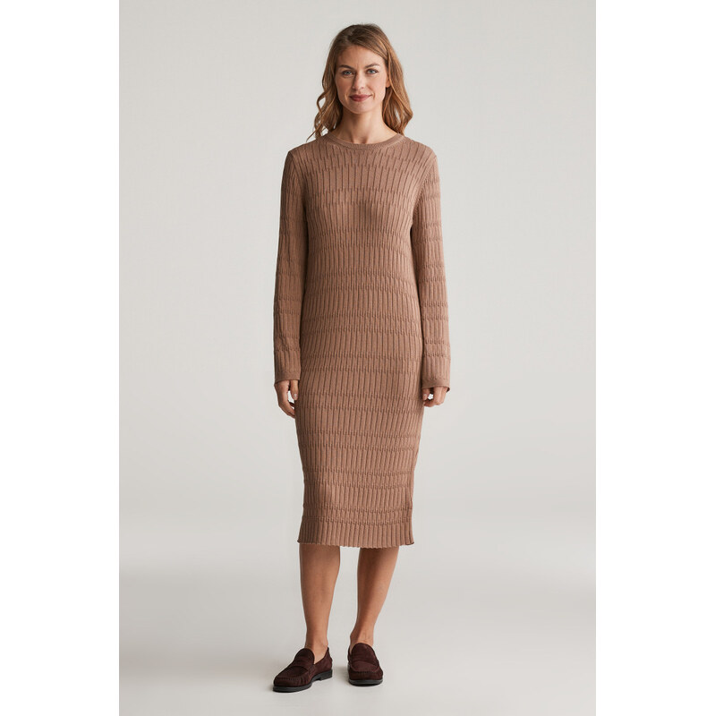 ŠATY GANT TEXTURED KNIT DRESS ROASTED WALNUT 47444971