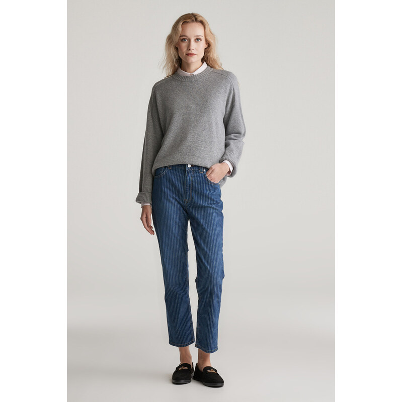 DŽÍNSY GANT STRAIGHT CROPPED STRIPED JEANS MID BLUE 47444976