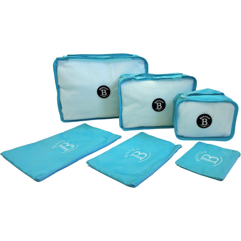 Cestovné organizéry do kufra BERTOO súprava 6 ks - svetlo modré 62968300