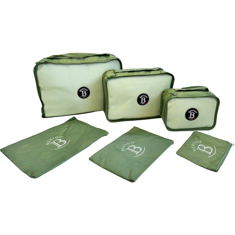 Cestovné organizéry do kufra BERTOO súprava 6 ks - zelené 62968304