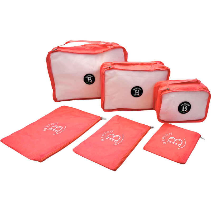 Cestovné organizéry do kufra BERTOO súprava 6 ks - červené 62968285