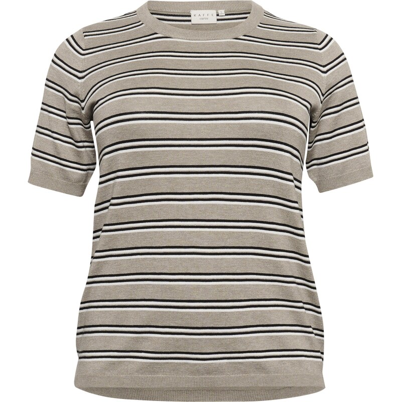 KAFFE CURVE Sveter KC Lizzy sivá melírovaná / čierna / biela 62115100