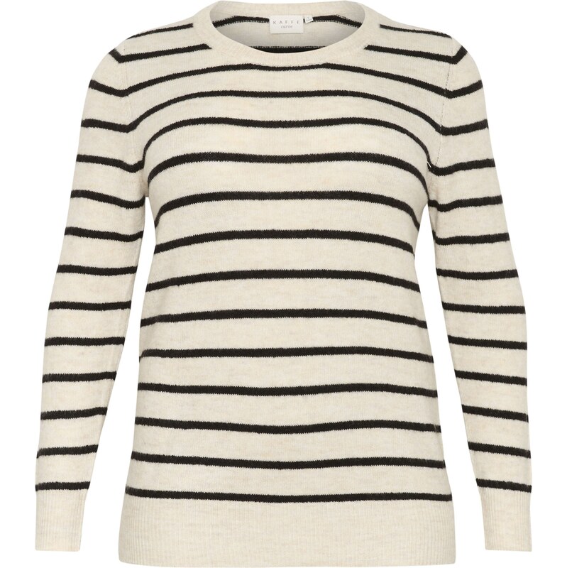 KAFFE CURVE Sveter KA Linda béžová / čierna 62115112
