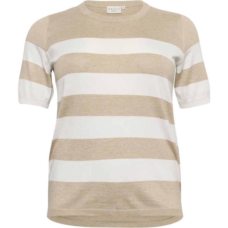 KAFFE CURVE Sveter KA Lizzy béžová / biela 62115113