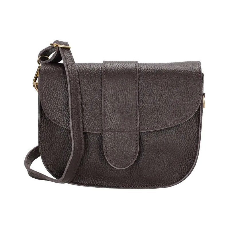 Charm London Tmavohnedá prešívaná kožená crossbody kabelka „Fame“ 61942693