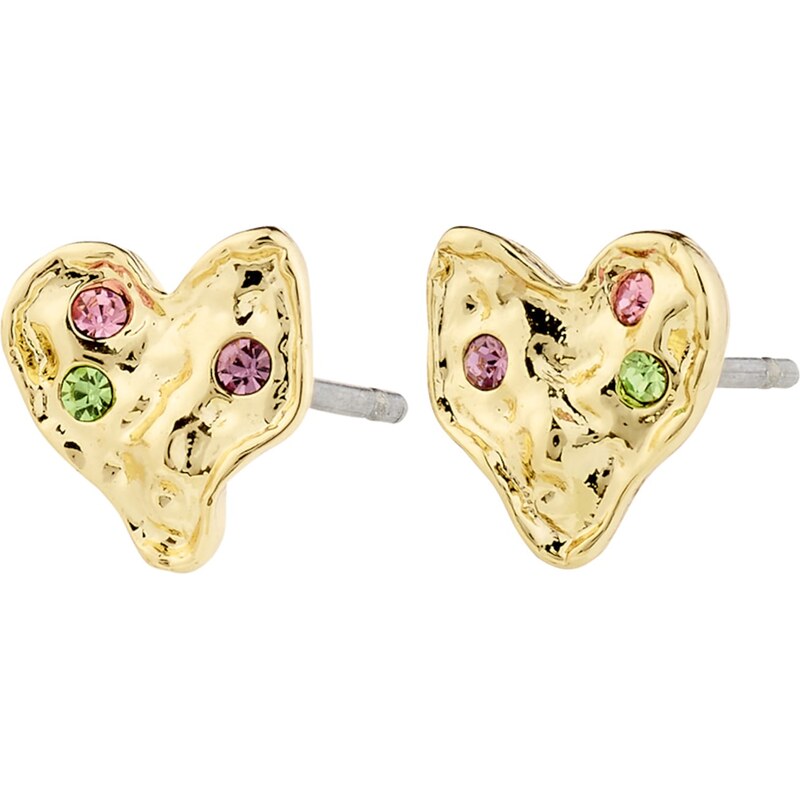 Pilgrim Náušnice Ryan zlatá / svetlozelená / staroružová 62133540