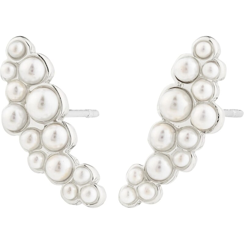 Pilgrim Náušnice Jova strieborná / perlovo biela 62133571