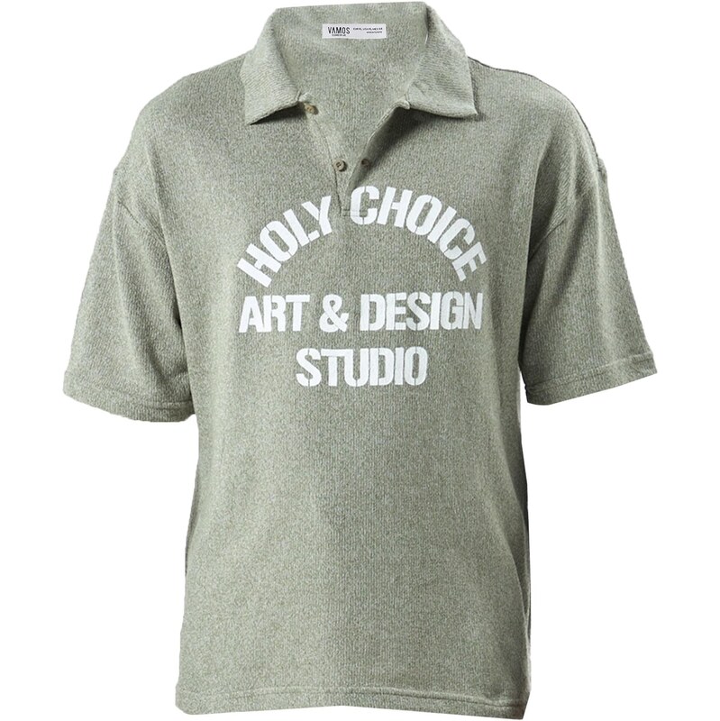 VAMOS CLO Tričko kaki / biela 62053183