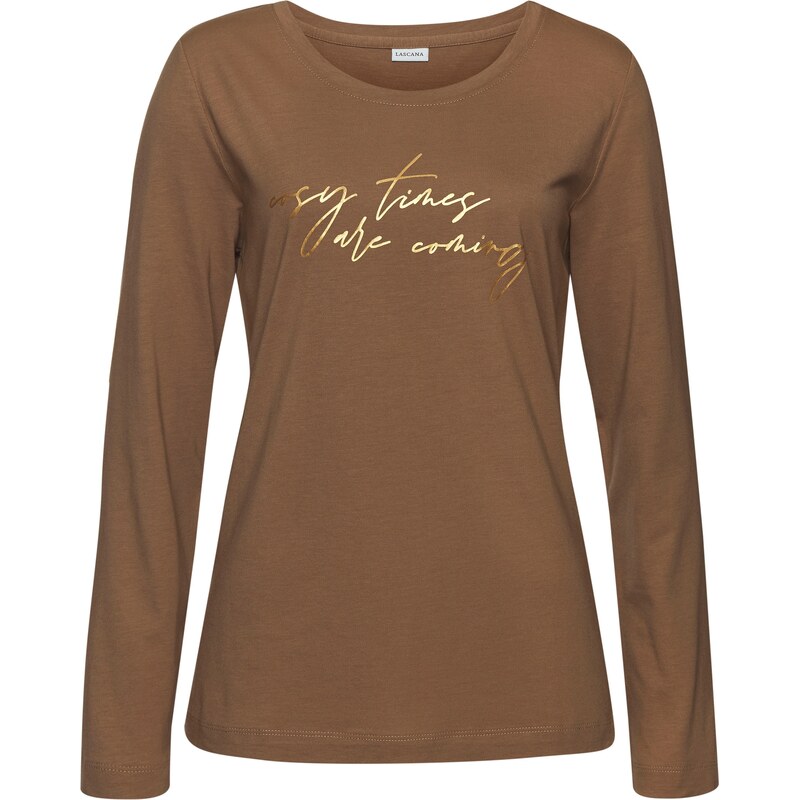 LASCANA Tričká na spanie hnedá / zlatá 62780963
