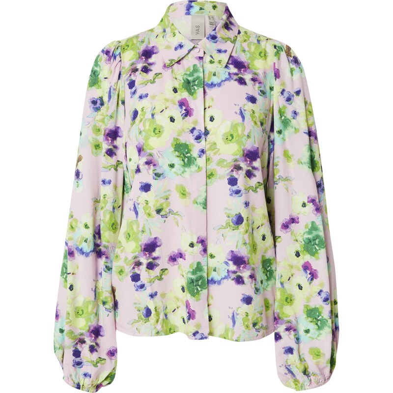 YAS Blúzka YASAsina nebesky modrá / svetlozelená / pastelovo fialová / 62203966
