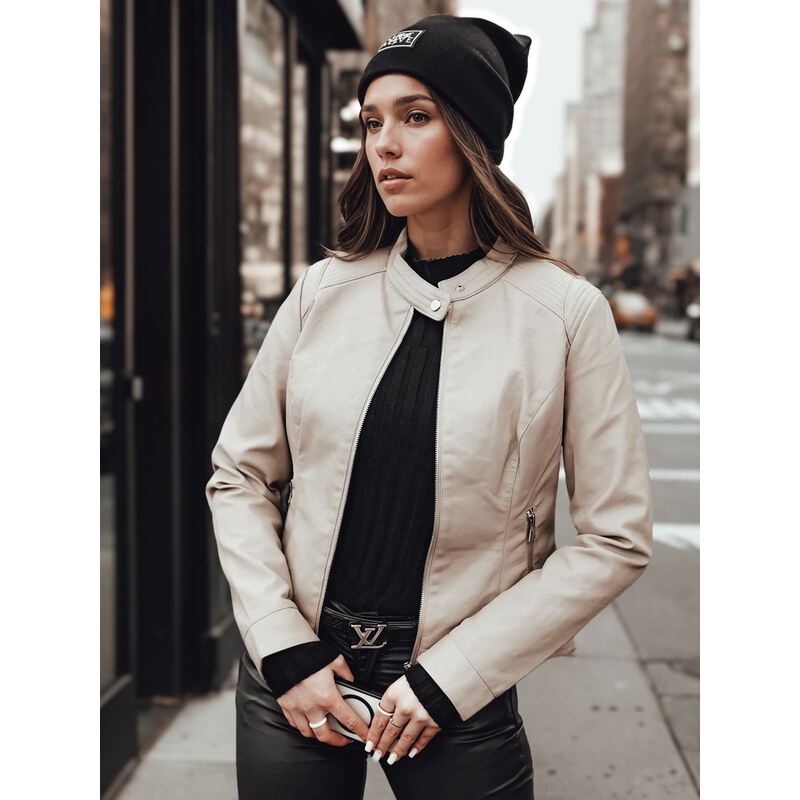 BASIC Dámska béžová koženková bunda SKINVEX TY4744 61959012