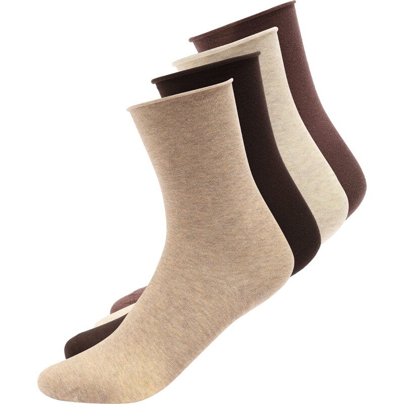 Lindex Ponožky krémová / béžová melírovaná / čokoládová / tmavohnedá 61964945