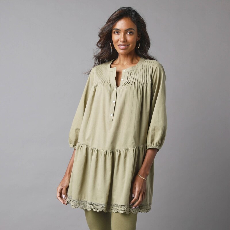 Tunika s macramé a 3/4 rukávmi bronzová 054 Blancheporte 61971373