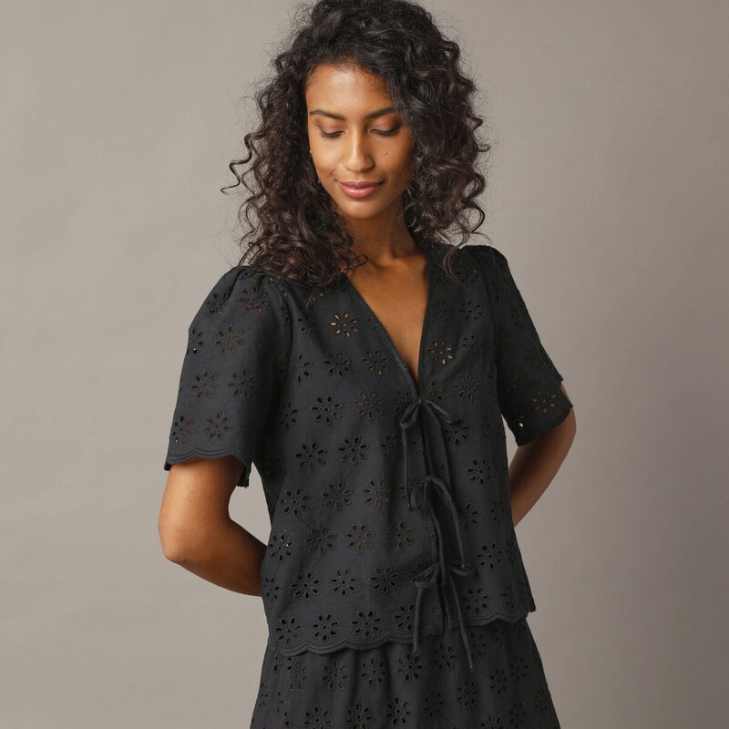 Blúzka z madeiry s viazačkami čierna 042 Blancheporte 61971377