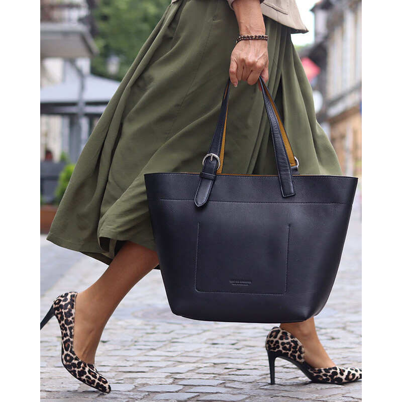 MARCO MAZZINI Čierna priestranná shopper kabelka (G12404a) 54210734