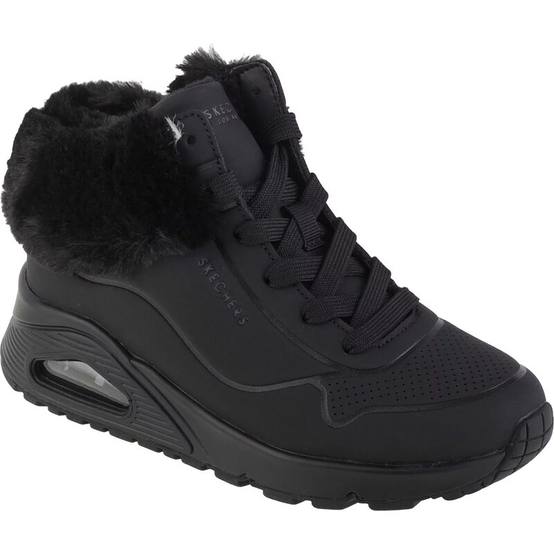 Čierne dievčenské členkové tenisky s kožúškom Skechers Uno - Fall Air 61971480