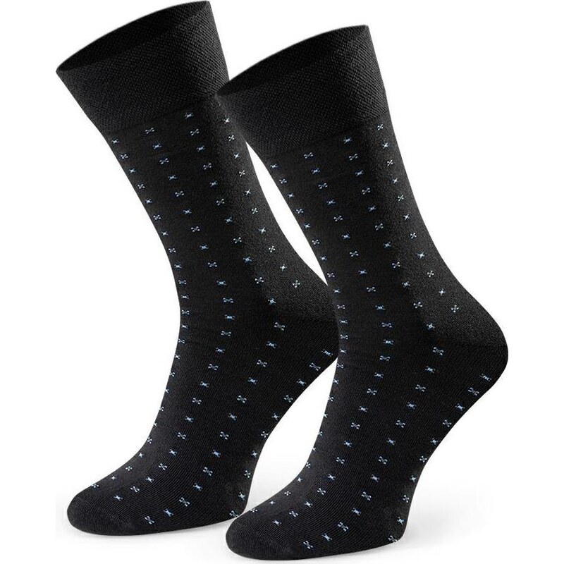 BASIC Čierne pánske vzorované ponožky Art.056 IC252, BLACK 61971482