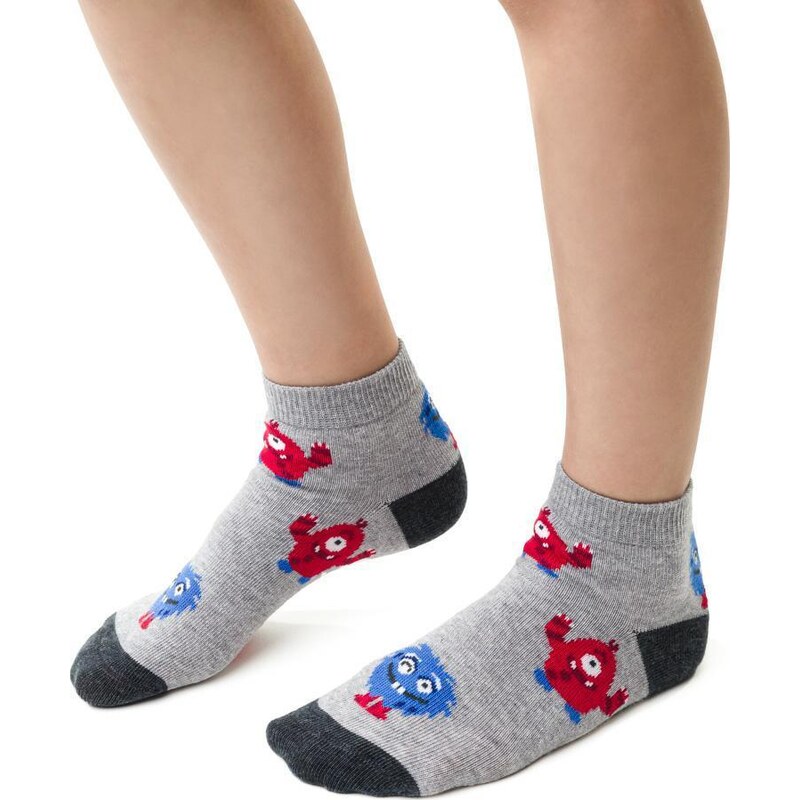 BASIC Svetlosivé chlapčenské ponožky s príšerkami Art.004 RA221, LIGHT 61971486