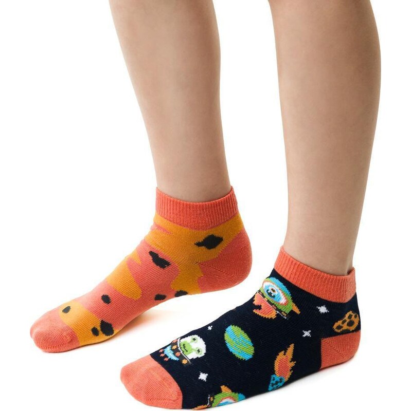 BASIC Modro-oranžové chlapčenské vzorované ponožky Art.004 RA226, NAVY 61971491