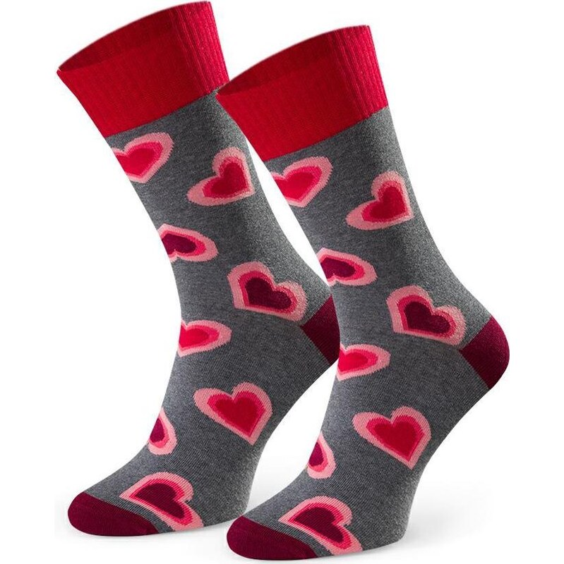 BASIC Tmavosivé pánske valentínske ponožky Art.136 KL155, GRAY MELANGE 61971494