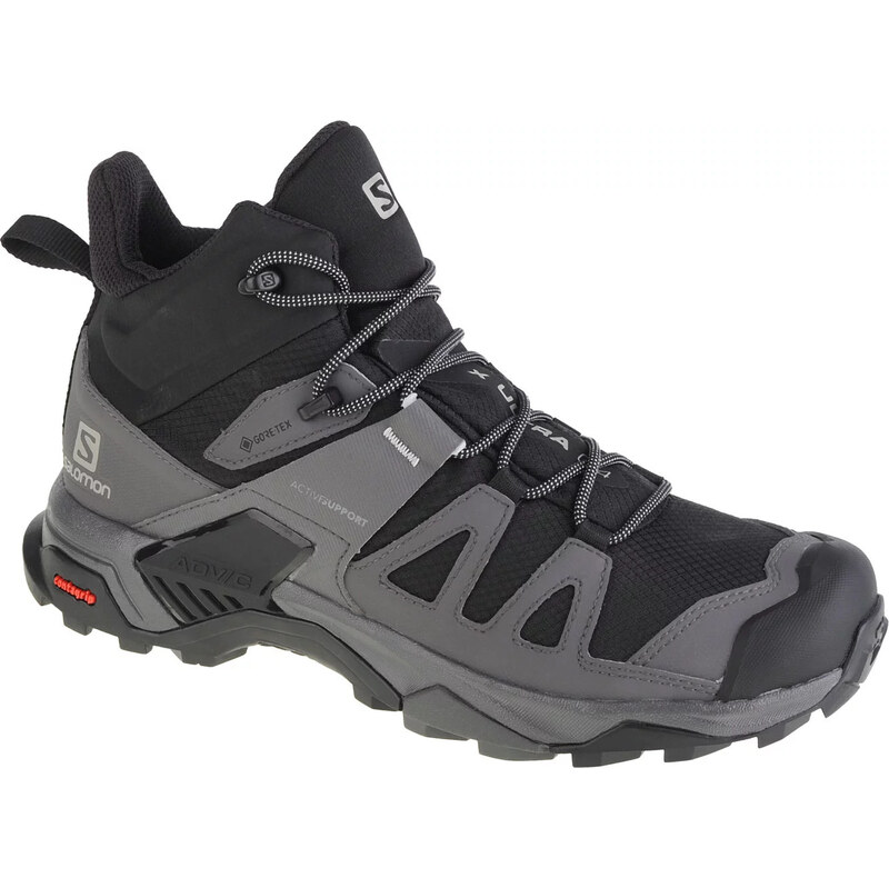 Sivo-čierne pánske členkové outdoorové topánky Salomon X Ultra 4 Mid 65151405