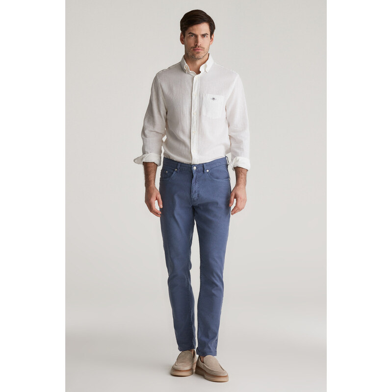 DŽÍNSY GANT SLIM COT/LINEN JEANS DUSTY NAVY 61979776