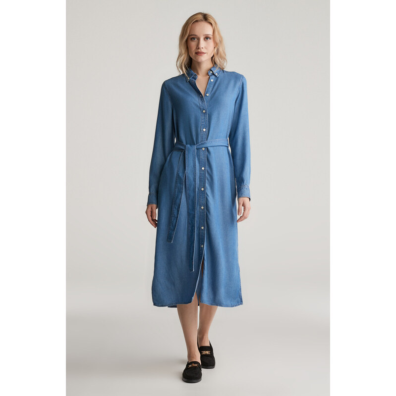 ŠATY GANT REG CHAMBRAY SHIRT DRESS LIGHT INDIGO 61979791