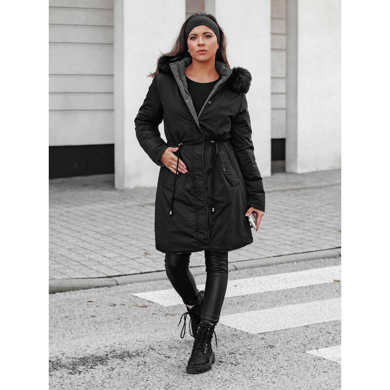 BASIC Čierno-sivá dámska obojstranná zimná bunda s kapucňou TRENDNEL 61983153