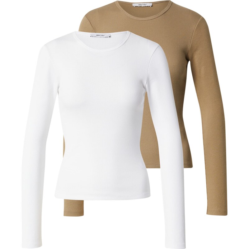 ABOUT YOU Tričko Insa kaki / biela 63285594