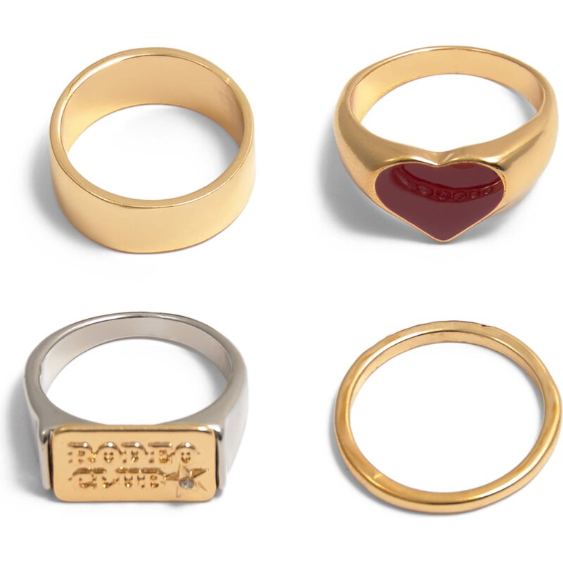 Pull&Bear Prsteň zlatá / tmavočervená / strieborná 61984631