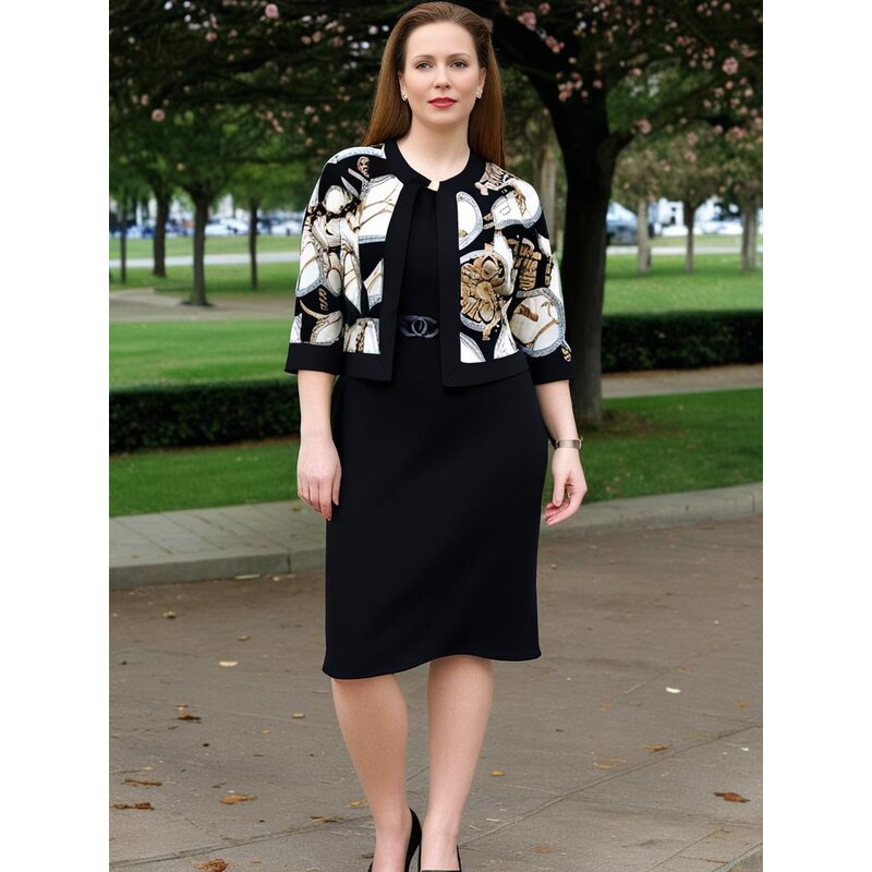 (veľ. 48/50) Šaty s barokovým sakom vpredu čierne 61987707