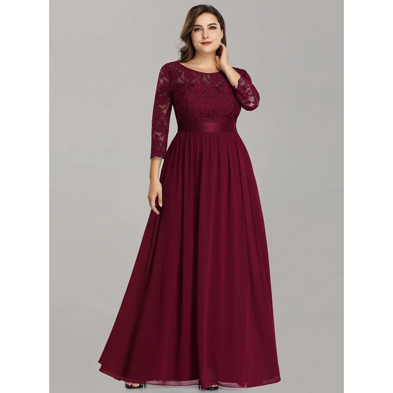 (veľ. 50) Šaty s čipkovaným živôtikom vínovočervené 62789571