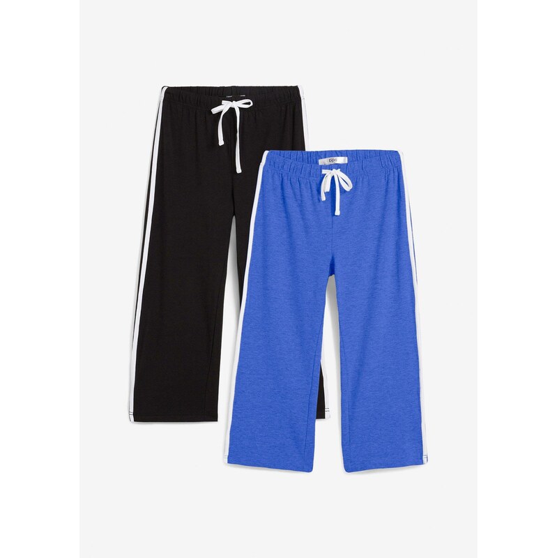 bonprix Capri nohavice z bavlny so strečom (2 ks), farba modrá 61993137