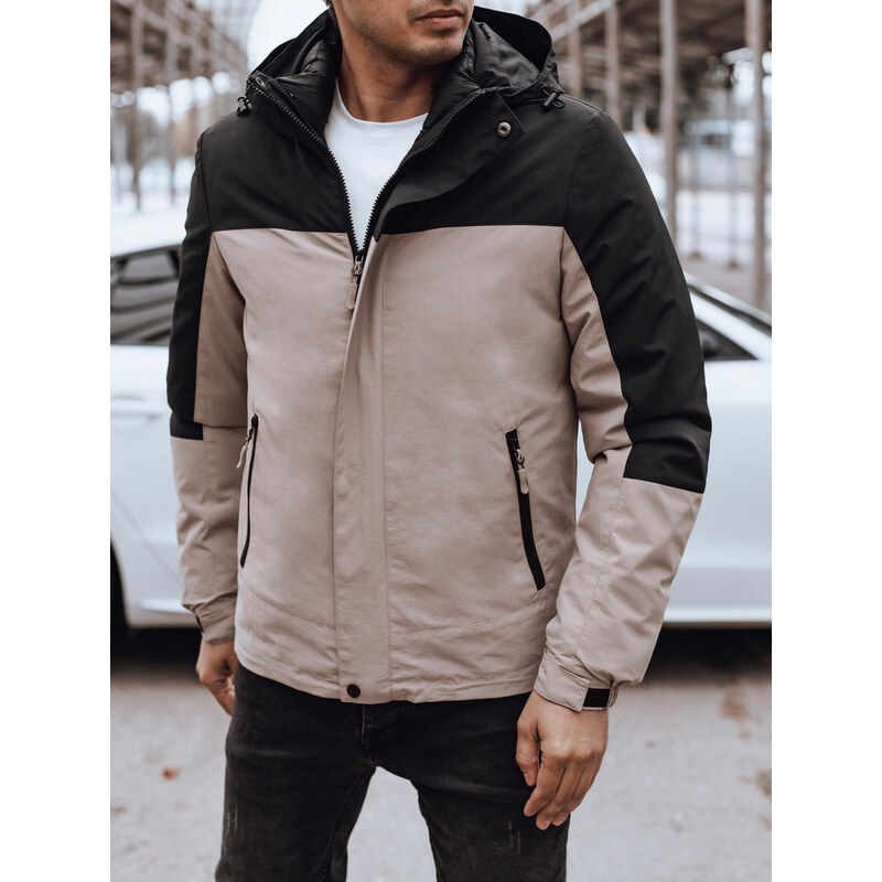 BASIC Béžovo-čierna pánska zimná bunda s kapucňou TX4897 61995962