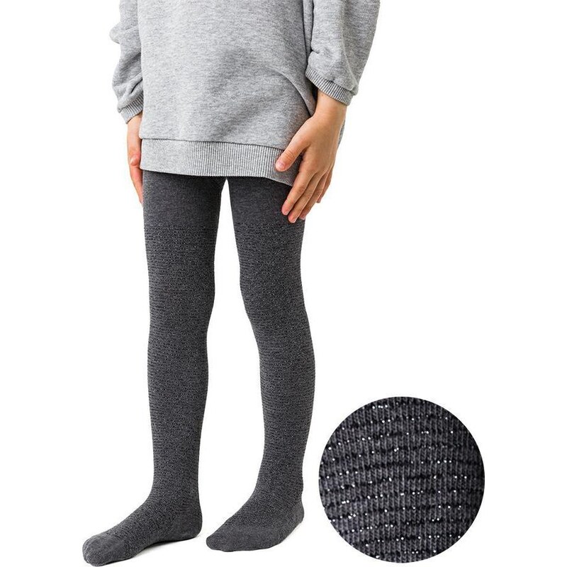 BASIC Tmavosivé vzorované dievčenské pančuchy Art. 071 FO331, GRAY 61996004