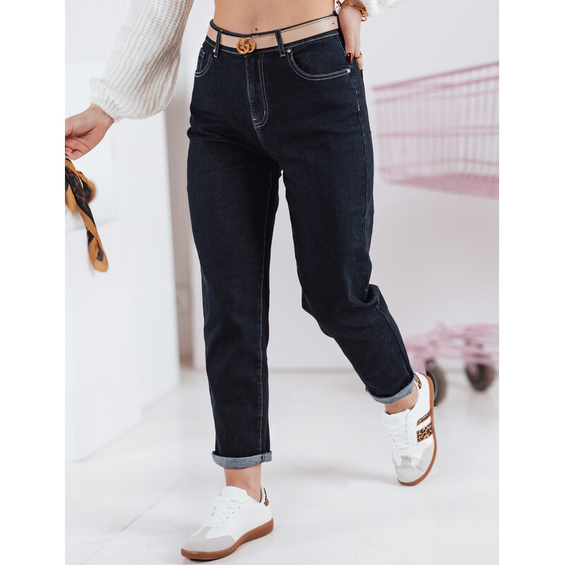 BASIC Tmavomodré rifle mom s vysokým pásom STRAIGHTY UY2390 61996015