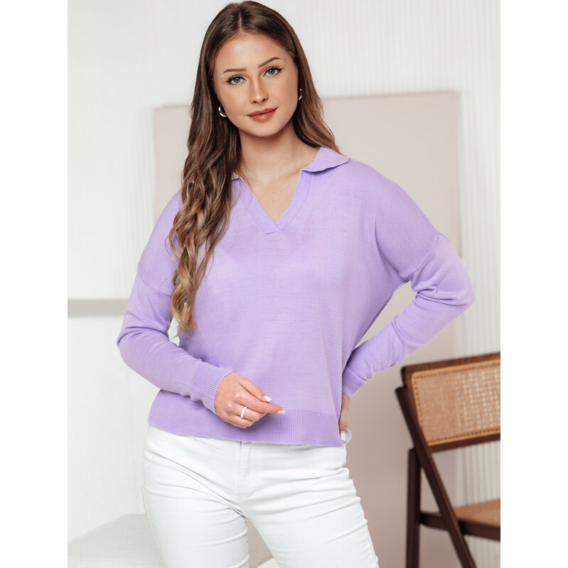 BASIC Lila dámsky svetrík s golierom VISTILLA MY2416 61996025