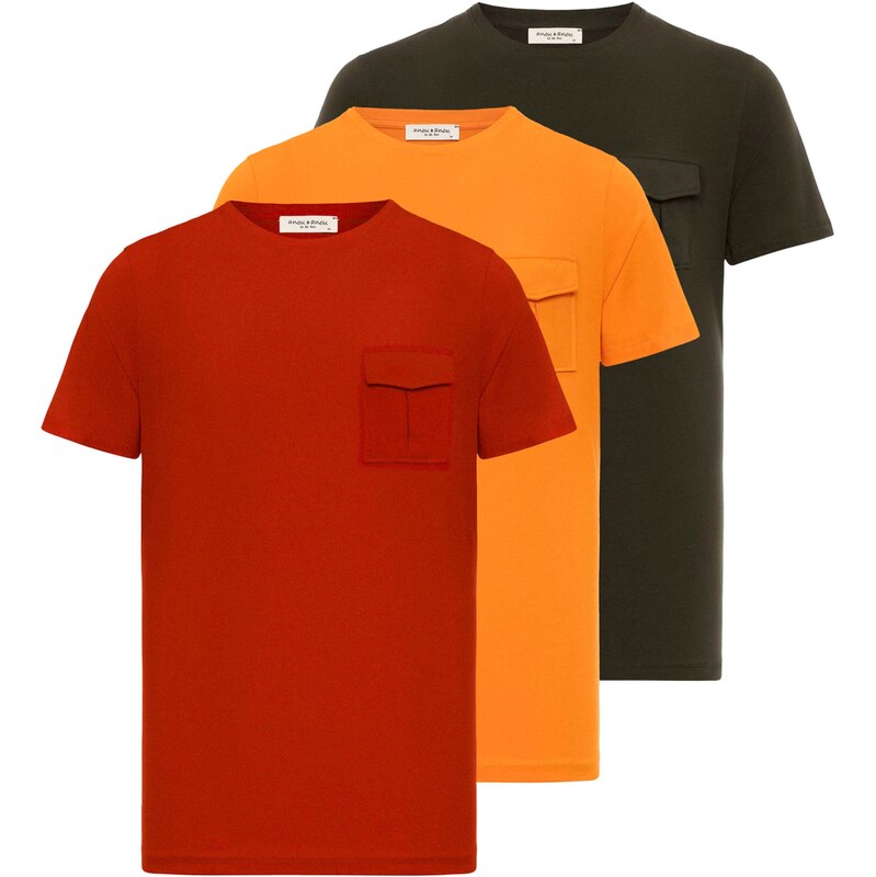 Anou Anou Tričko tmavozelená / oranžová / krvavo červená 62217075