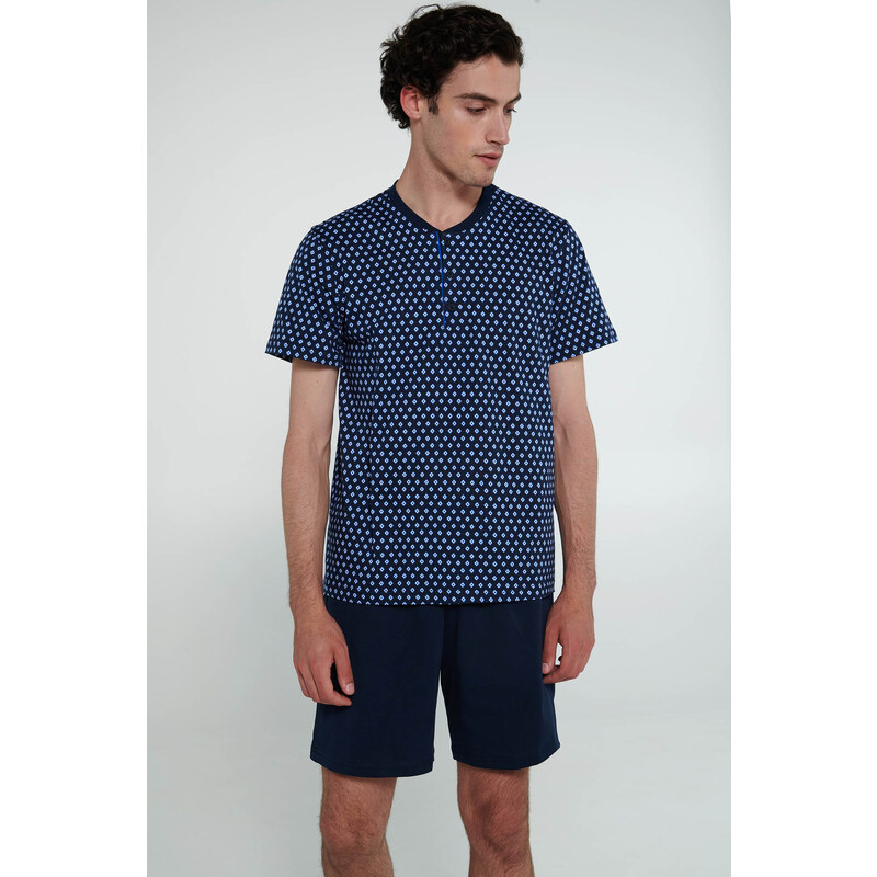 Pyžamo s gombíkovou légou 20670 modré - Vamp 61998752