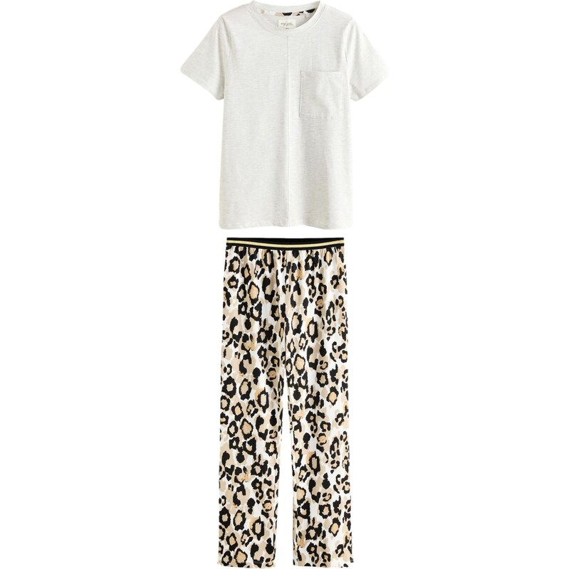 Next Pyžamo mokka / sivá melírovaná / čierna / šedobiela 62385759