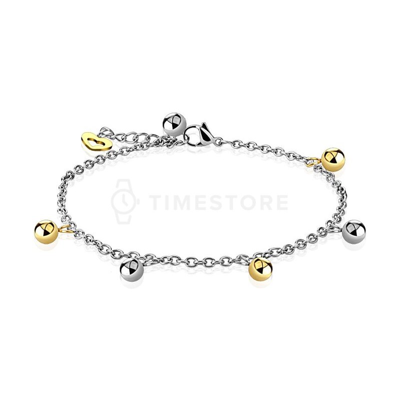 Náramok z chirurgickej ocele s dvojfarebnými príveskami guľôčok TS-BR 62012542
