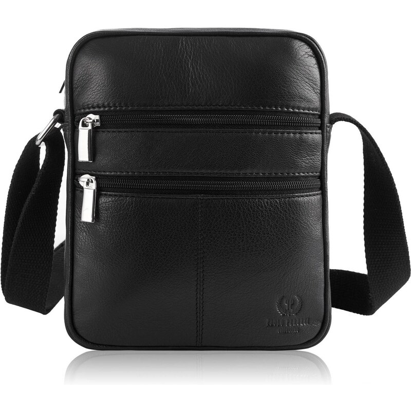 PAOLO PERUZZI Pánska kožená taška cez rameno | čierna T-74-BL 62021732