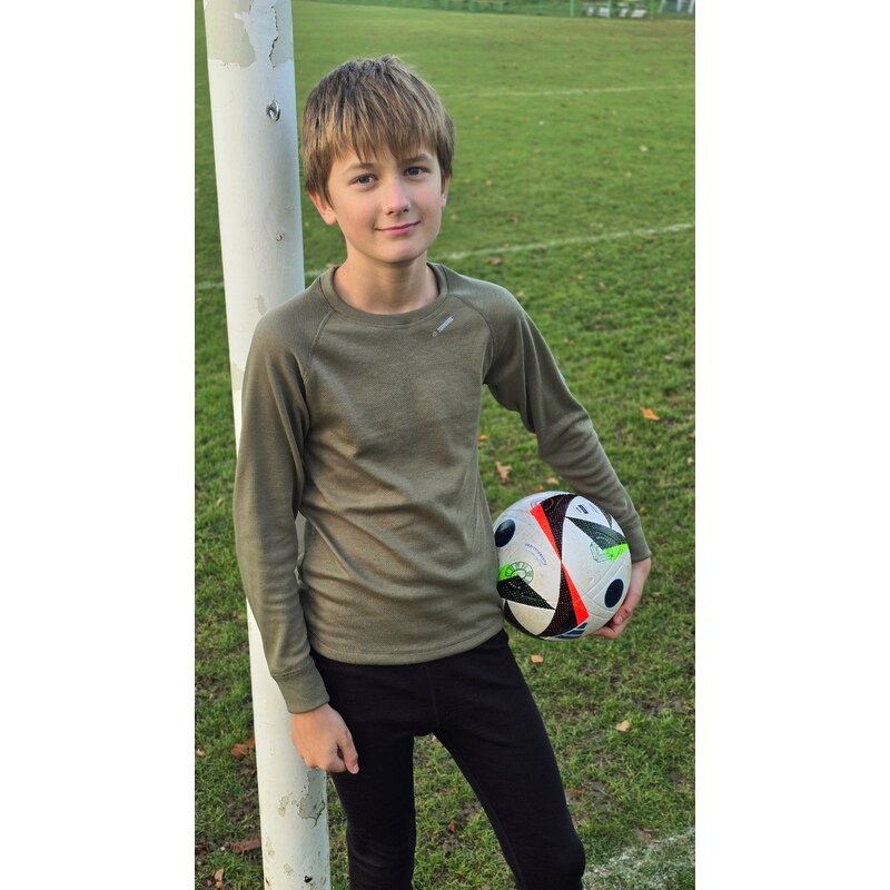 TERMOVEL Khaki detské tričko z merino vlny 65151390