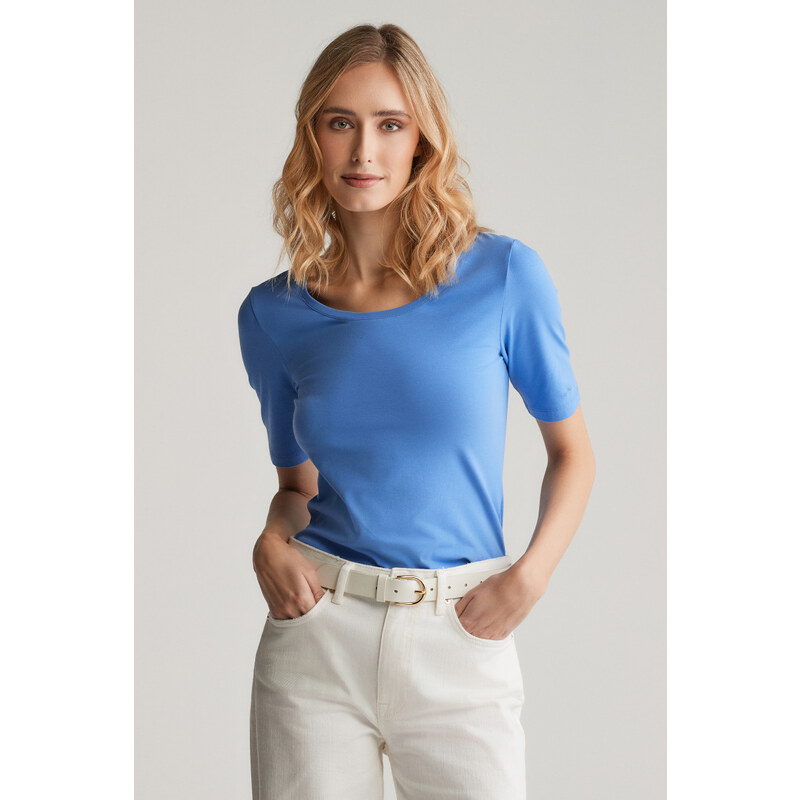 TRIČKO GANT SLIM COT/ELA SS SCOOP NECK TOP PERFECT BLUE 61838317