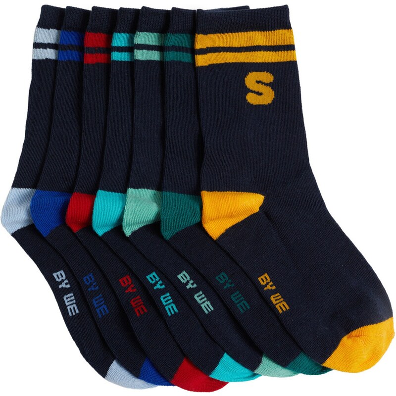 WE Fashion Ponožky modrá / zlatá žltá / tmavozelená / červená 57017412