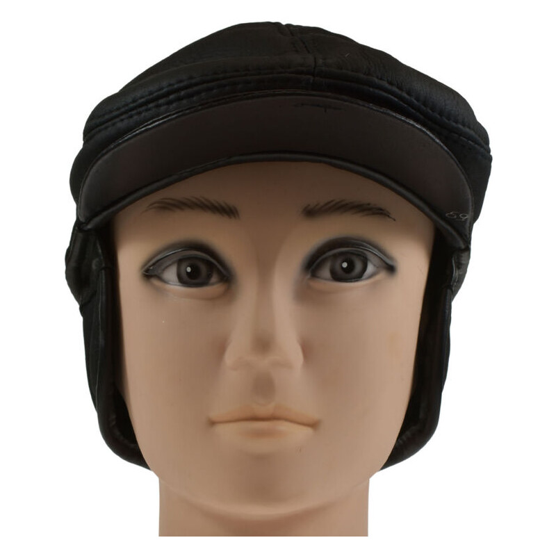 JOHN-C Pánska kožená čierna čiapka KAMIL 62030823