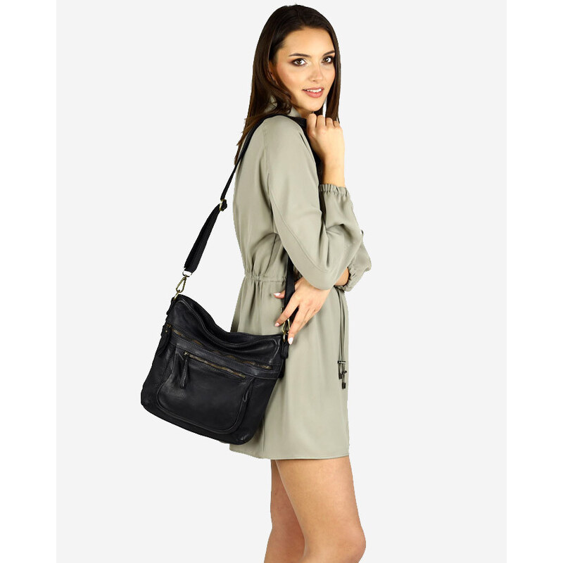 Marco Mazzini handmade MARCO MAZZINI Kožená kabelka na rameno | čierna 30171004