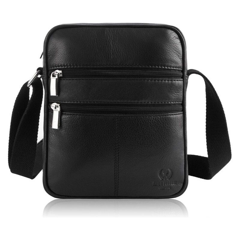 PAOLO PERUZZI Pánska kožená taška na rameno T-74-BL čierna 62987581